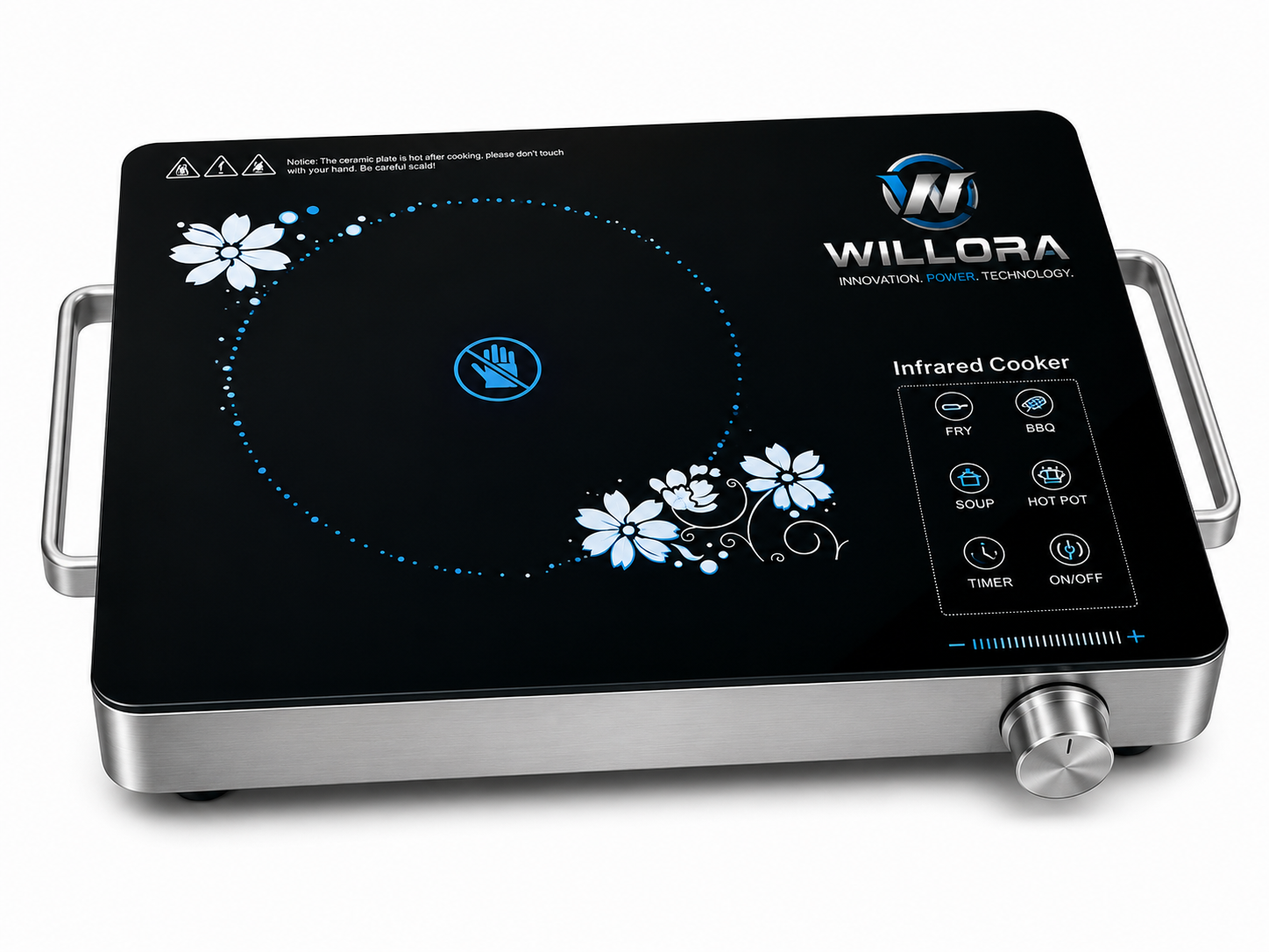 Willora Premium 2000W Infrared Cooktop with Feather-Touch Controls & Universal Cookware Compatibility - Image 2