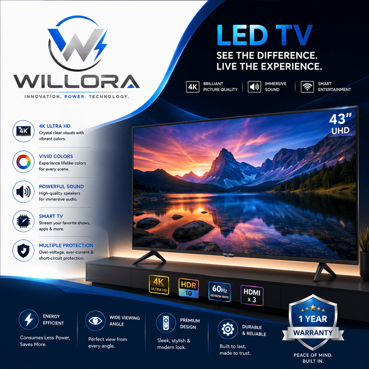 Willora Premium 32-Inch HD Smart LED Google TV with Bezel-Less Display & Dolby Audio (Midnight Black) - Image 2